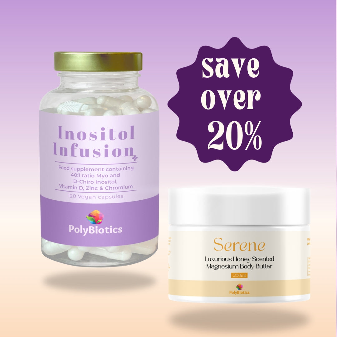 balaanc bundle save over 20% image with inositol infusion capsules and serene magnesium body butter